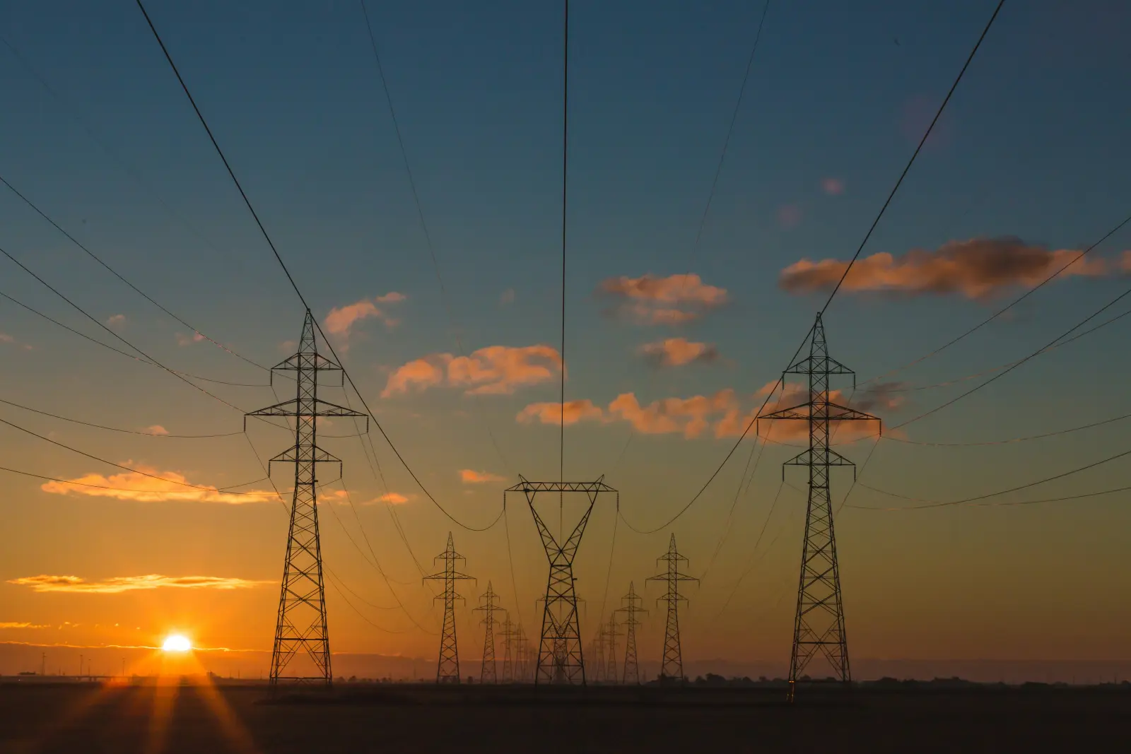 Industrial energy infrastructure with pipelines at night